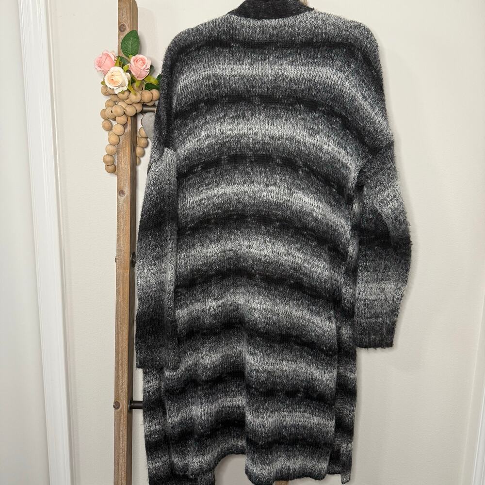Sonoma Flyaway‎ Duster Open Front Black White Stripe Cardigan Size Large - Picture 4 of 8